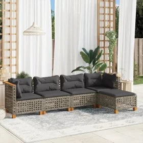 Juego de sofás jardín con cojines 5 pzas ratán sintético gris de , Conjuntos de jardín - Ref: Foro24-3261789, Precio: 415,41 ...