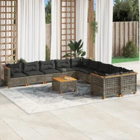 Set de sofás de jardín 11 pzas y cojines ratán sintético gris de , Conjuntos de jardín - Ref: Foro24-3262053, Precio: 933,14 ...
