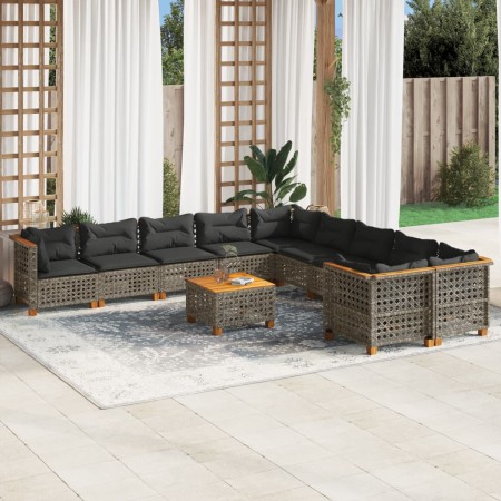 Set de sofás de jardín 11 pzas y cojines ratán sintético gris de , Conjuntos de jardín - Ref: Foro24-3262053, Precio: 898,00 ...