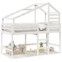 Cama alta escalera y techo madera maciza pino blanca 80x200 cm de , Camas y somieres - Ref: Foro24-3281987, Precio: 241,49 €,...
