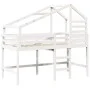 Cama alta escalera y techo madera maciza pino blanca 80x200 cm de , Camas y somieres - Ref: Foro24-3281987, Precio: 241,49 €,...