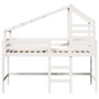 Cama alta escalera y techo madera maciza pino blanca 80x200 cm de , Camas y somieres - Ref: Foro24-3281987, Precio: 244,71 €,...