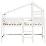 Cama alta escalera y techo madera maciza pino blanca 80x200 cm de , Camas y somieres - Ref: Foro24-3281987, Precio: 241,49 €,...