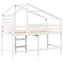 Cama alta escalera y techo madera maciza pino blanca 80x200 cm de , Camas y somieres - Ref: Foro24-3281987, Precio: 244,71 €,...