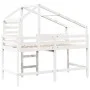 Cama alta escalera y techo madera maciza pino blanca 80x200 cm de , Camas y somieres - Ref: Foro24-3281987, Precio: 241,49 €,...