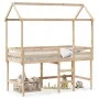 Cama alta con escalera y techo madera maciza de pino 90x200 cm de , Camas y somieres - Ref: Foro24-3282144, Precio: 246,78 €,...