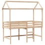 Cama alta con escalera y techo madera maciza de pino 90x200 cm de , Camas y somieres - Ref: Foro24-3282144, Precio: 255,67 €,...
