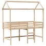 Cama alta con escalera y techo madera maciza de pino 90x200 cm de , Camas y somieres - Ref: Foro24-3282144, Precio: 246,78 €,...