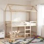 Cama alta con escalera y techo madera maciza de pino 90x200 cm de , Camas y somieres - Ref: Foro24-3282144, Precio: 246,78 €,...
