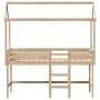 Cama alta con escalera y techo madera maciza de pino 90x200 cm de , Camas y somieres - Ref: Foro24-3282144, Precio: 246,78 €,...