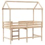 Cama alta con escalera y techo madera maciza de pino 90x200 cm de , Camas y somieres - Ref: Foro24-3282144, Precio: 255,67 €,...