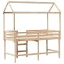 Cama alta con escalera y techo madera maciza de pino 90x200 cm de , Camas y somieres - Ref: Foro24-3282144, Precio: 246,78 €,...