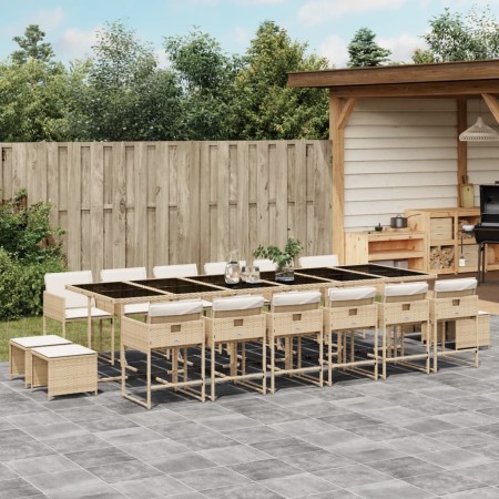 Set comedor de jardín 17 pzas con cojines ratán sintético beige de , Conjuntos de jardín - Ref: Foro24-3278133, Precio: 908,9...