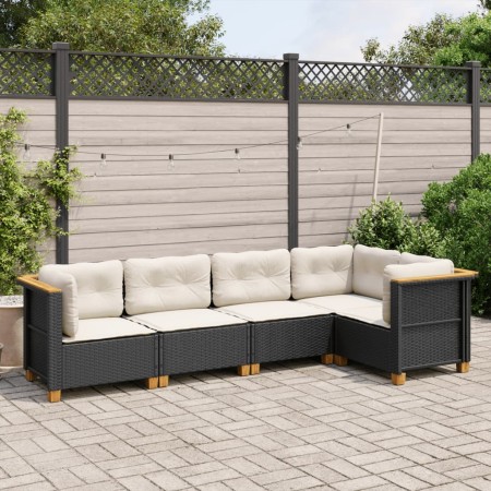 Set de muebles de jardín 5 pzas y cojines ratán sintético negro de , Conjuntos de jardín - Ref: Foro24-3261809, Precio: 352,9...