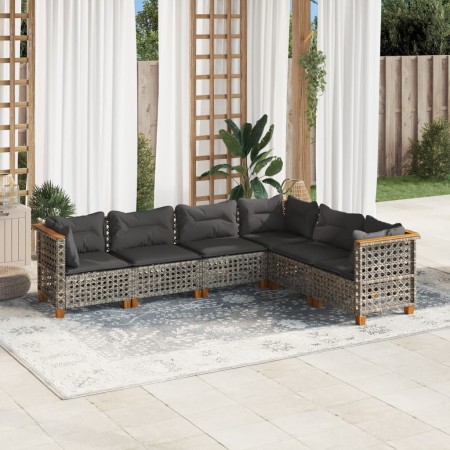 Set de muebles de jardín 6 pzas y cojines ratán sintético gris de , Conjuntos de jardín - Ref: Foro24-3261861, Precio: 522,08...