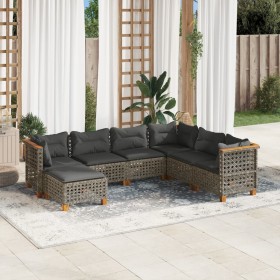 Set de sofás de jardín 7 pzas con cojines ratán sintético gris de , Conjuntos de jardín - Ref: Foro24-3261939, Precio: 585,23...