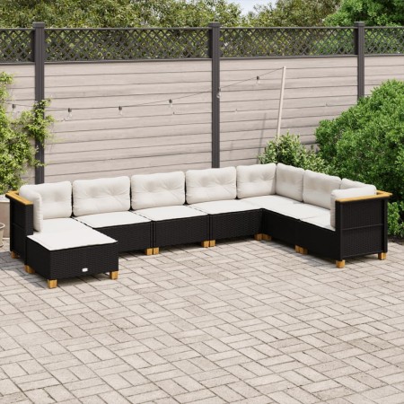 Set de sofás de jardín y cojines 8 piezas ratán sintético negro de , Conjuntos de jardín - Ref: Foro24-3261953, Precio: 574,9...