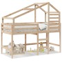Cama alta con escalera y techo madera maciza de pino 90x200 cm de , Camas y somieres - Ref: Foro24-3281988, Precio: 246,34 €,...