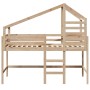 Cama alta con escalera y techo madera maciza de pino 90x200 cm de , Camas y somieres - Ref: Foro24-3281988, Precio: 246,34 €,...