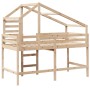 Cama alta con escalera y techo madera maciza de pino 90x200 cm de , Camas y somieres - Ref: Foro24-3281988, Precio: 246,34 €,...