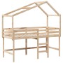 Cama alta con escalera y techo madera maciza de pino 90x200 cm de , Camas y somieres - Ref: Foro24-3282064, Precio: 233,87 €,...