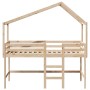 Cama alta con escalera y techo madera maciza de pino 90x200 cm de , Camas y somieres - Ref: Foro24-3282064, Precio: 233,87 €,...