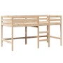 Cama alta con escalera y techo madera maciza de pino 90x200 cm de , Camas y somieres - Ref: Foro24-3282064, Precio: 233,87 €,...