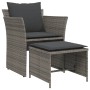 Sillón de jardín con reposapiés ratán sintético gris de , Conjuntos de jardín - Ref: Foro24-368618, Precio: 106,96 €, Descuen...