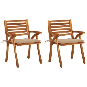 Garten-Esszimmerstühle mit Kissen 2 Stück massives Akazienholz von , Gartenstühle - Ref: Foro24-3060789, Preis: 202,71 €, Rab...