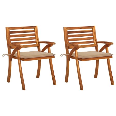 Sillas de comedor jardín con cojines 2 uds madera maciza acacia de , Sillas de jardín - Ref: Foro24-3060789, Precio: 261,55 €...