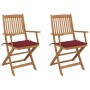 Sillas de jardín plegables 2 uds y cojines madera maciza acacia de , Sillas de jardín - Ref: Foro24-3064599, Precio: 167,21 €...