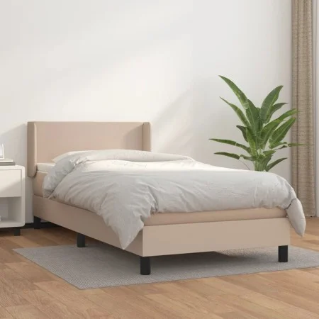 Box spring bed with cappuccino synthetic leather mattress 90x190 cm by , Beds and slatted bases - Ref: Foro24-3130636, Price:...