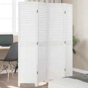 White Paulownia solid wood 4-panel dividing screen by , Room dividers - Ref: Foro24-358834, Price: 117,29 €, Discount: %