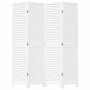 Biombo separador de 4 paneles madera maciza Paulownia blanco de , Divisores de ambientes - Ref: Foro24-358834, Precio: 127,49...