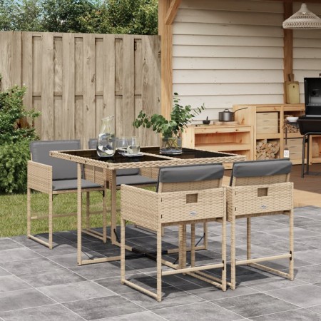 Set comedor de jardín 5 pzas con cojines ratán sintético beige de , Conjuntos de jardín - Ref: Foro24-3278027, Precio: 269,06...
