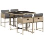 Set comedor de jardín 5 pzas con cojines ratán sintético beige de , Conjuntos de jardín - Ref: Foro24-3278027, Precio: 269,06...