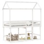 Cama alta escalera y techo madera maciza pino blanca 80x200 cm de , Camas y somieres - Ref: Foro24-3282147, Precio: 244,29 €,...
