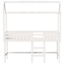 Cama alta escalera y techo madera maciza pino blanca 80x200 cm de , Camas y somieres - Ref: Foro24-3282147, Precio: 244,29 €,...