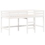 Cama alta escalera y techo madera maciza pino blanca 80x200 cm de , Camas y somieres - Ref: Foro24-3282147, Precio: 244,29 €,...
