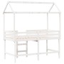 Cama alta escalera y techo madera maciza pino blanca 80x200 cm de , Camas y somieres - Ref: Foro24-3282147, Precio: 244,29 €,...