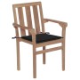 Sillas de jardín 2 unidades con cojines negro madera de teca de , Sillas de jardín - Ref: Foro24-3062215, Precio: 260,25 €, D...
