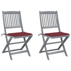 Sillas de jardín plegables 2 uds cojines madera maciza acacia de , Sillas de jardín - Ref: Foro24-3064545, Precio: 137,34 €, ...