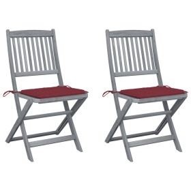 Sillas de jardín plegables 2 uds cojines madera maciza acacia de , Sillas de jardín - Ref: Foro24-3064545, Precio: 143,24 €, ...
