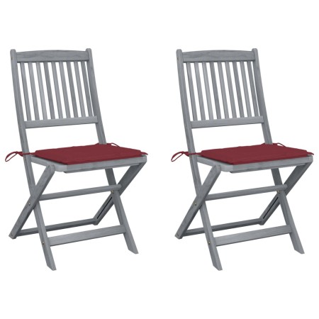 Sillas de jardín plegables 2 uds cojines madera maciza acacia de , Sillas de jardín - Ref: Foro24-3064545, Precio: 143,24 €, ...