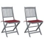 Sillas de jardín plegables 2 uds cojines madera maciza acacia de , Sillas de jardín - Ref: Foro24-3064545, Precio: 143,24 €, ...