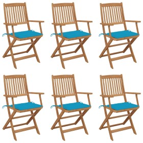 Sillas de jardín plegables 6 uds y cojines madera maciza acacia de , Sillas de jardín - Ref: Foro24-3065471, Precio: 382,72 €...