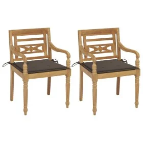 Batavia chairs 2 units solid teak with taupe gray cushions by , Garden chairs - Ref: Foro24-3062135, Price: 254,97 €, Discoun...