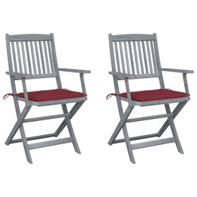 Sillas de jardín plegables 2 uds cojines madera maciza acacia de , Sillas de jardín - Ref: Foro24-3064491, Precio: 129,82 €, ...