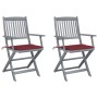 Sillas de jardín plegables 2 uds cojines madera maciza acacia de , Sillas de jardín - Ref: Foro24-3064491, Precio: 129,82 €, ...