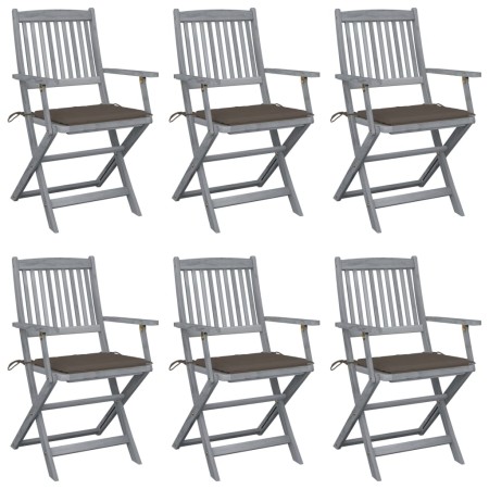 Sillas de jardín plegables 6 uds cojines madera maciza acacia de , Sillas de jardín - Ref: Foro24-3065415, Precio: 309,30 €, ...